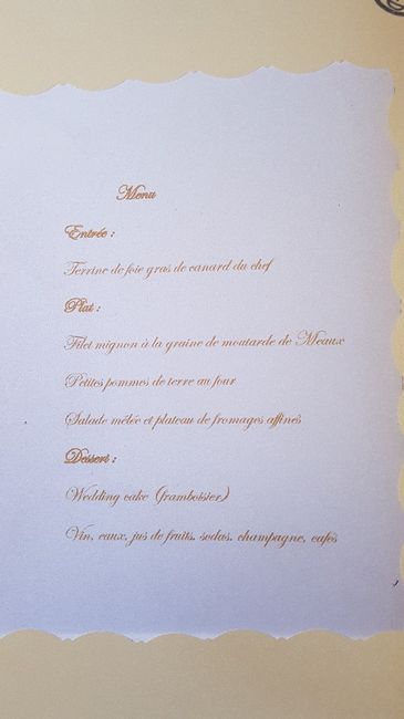 Apercu des menus de mariage - 1