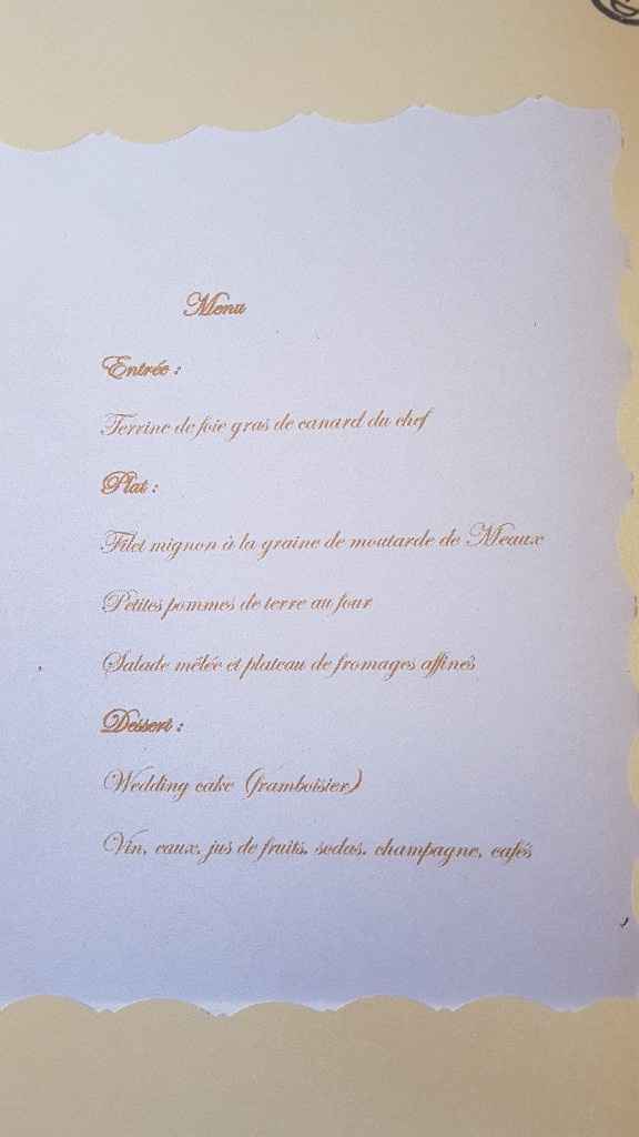 Apercu des menus de mariage - 1