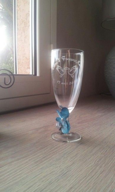 Verre gravée et décoré pour les mariés