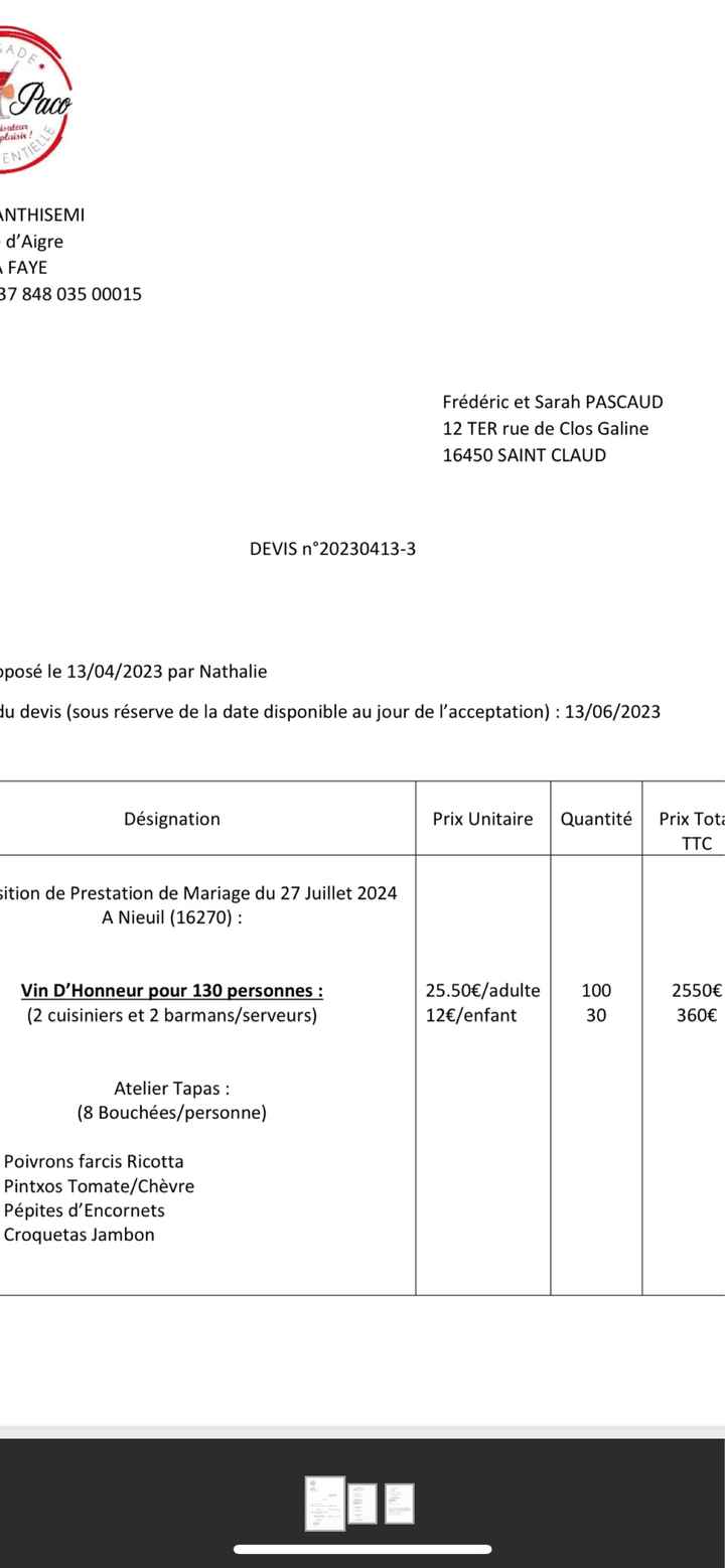 Avis devis traiteur - 1