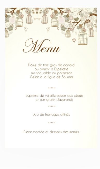 Menu pour votre mariage - 1