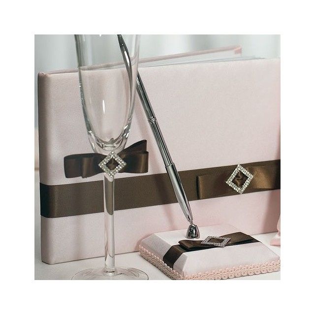 Livre d'or rose pale et chocolat