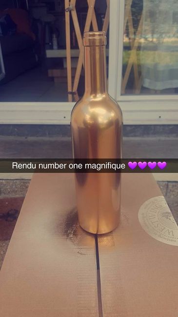 Rendu bouteille en verre avec Bombes Or et Or rose achetées chez Cultura 