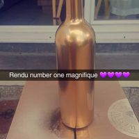 Rendu bouteille en verre avec Bombes Or et Or rose achetées chez Cultura 