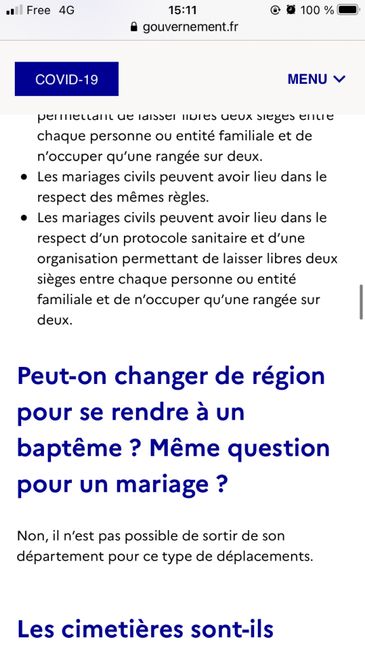 Déplacement pour un mariage et confinement 1