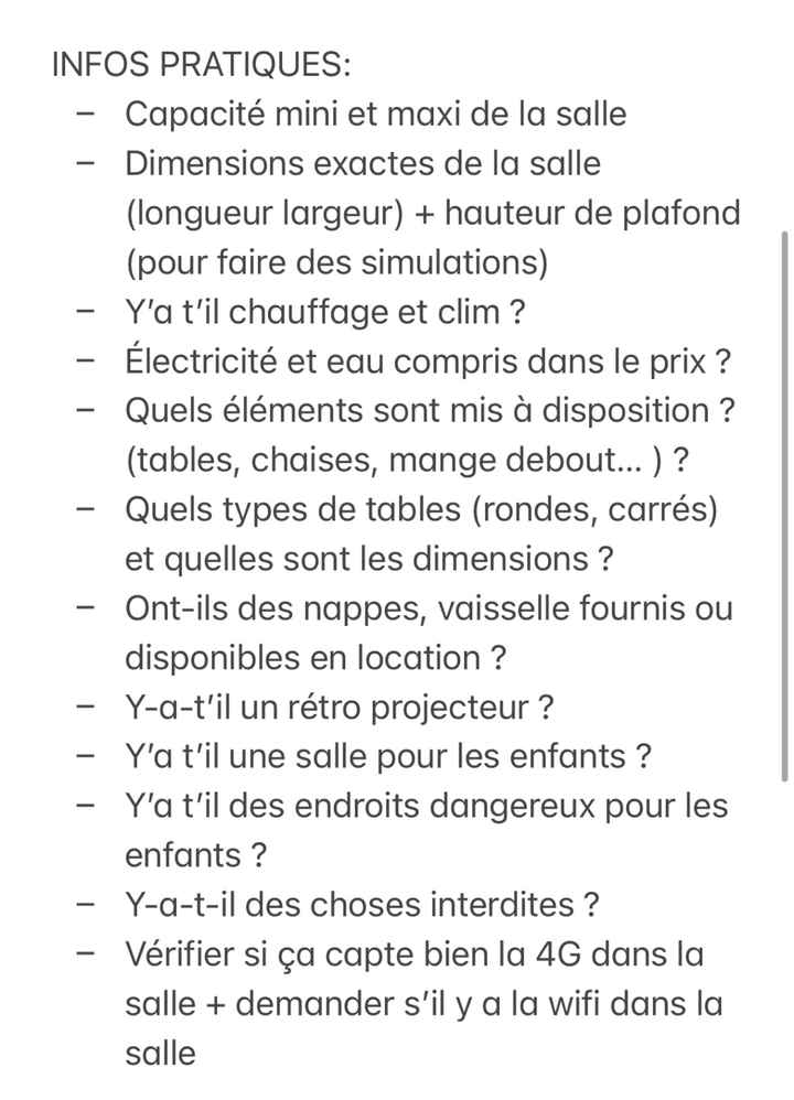 Liste de questions pour visite des lieux - 2