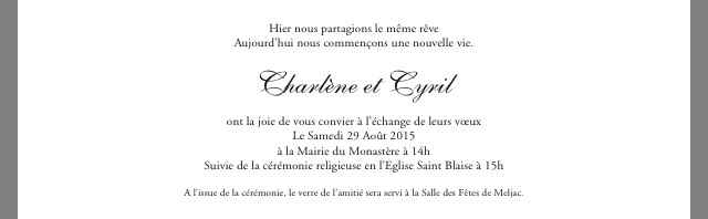 Texte faire part cérémonies  - 2