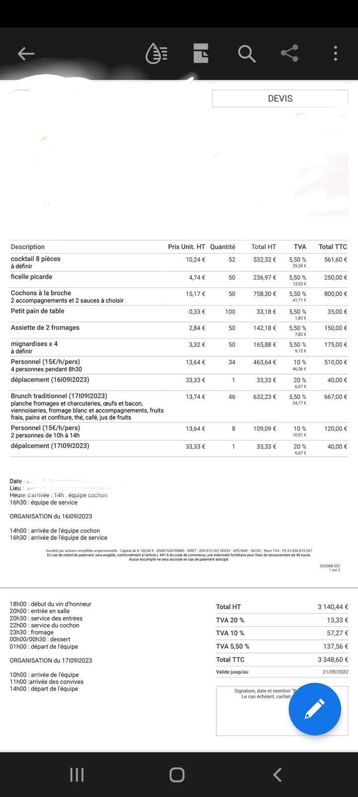 Avis devais traiteur - 1
