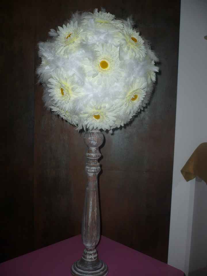 boule de fleurs et plumes finis !!!!