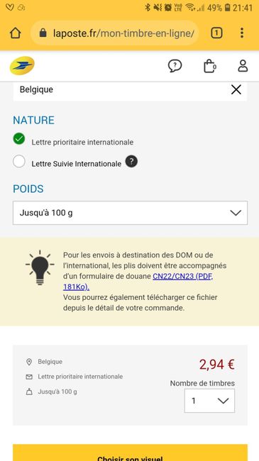 Timbres formulaire douane - 1