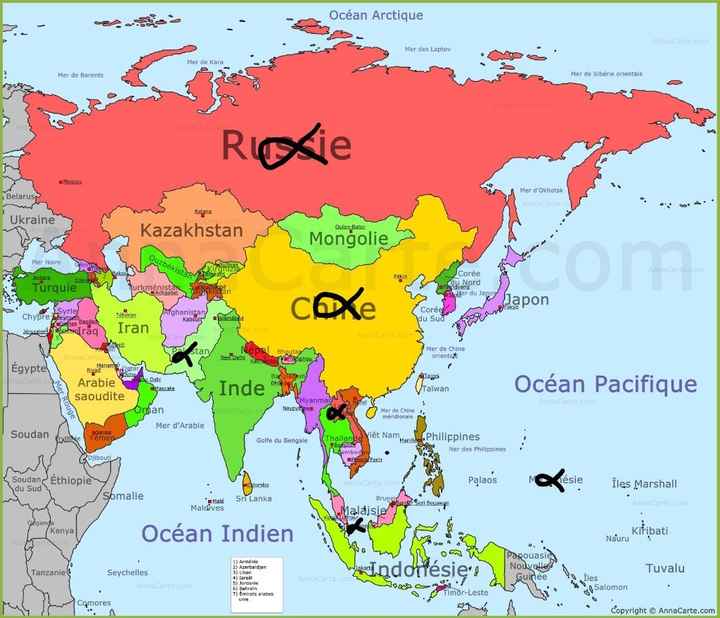 asie et un bout d'océanie