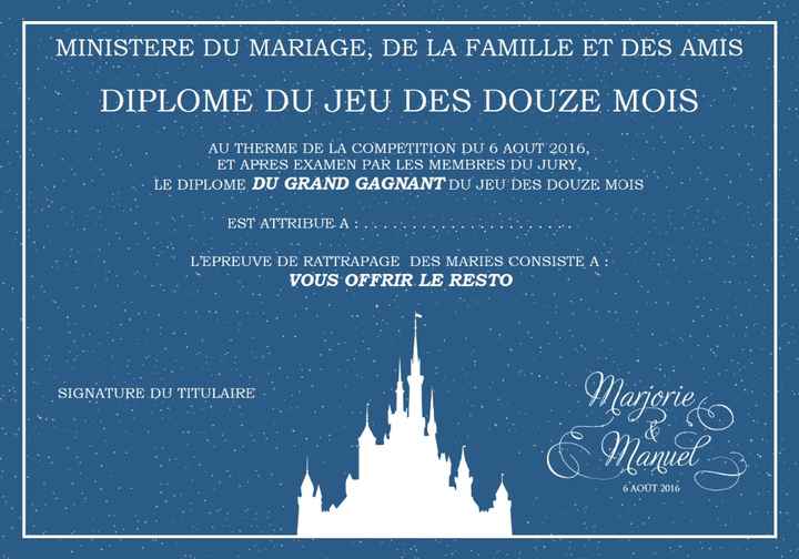 Nos diplomes du jeu des 12 mois
