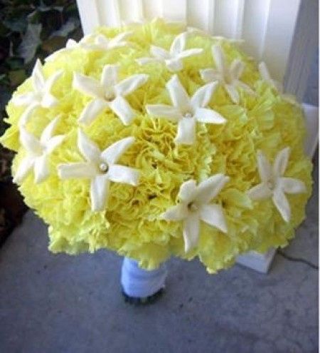 bouquet rond jaune et blanc