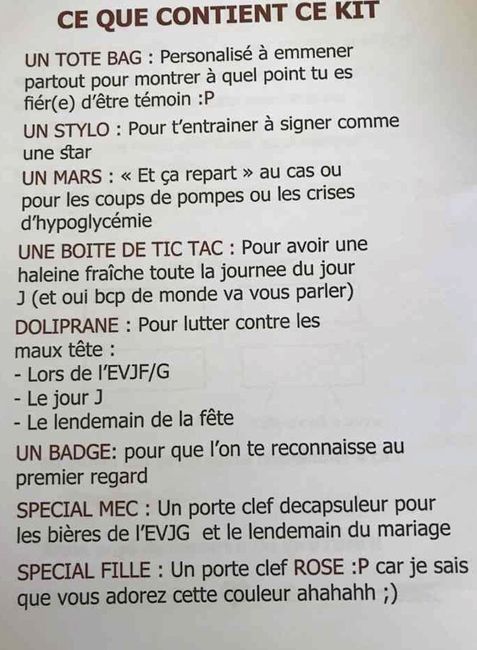 Kit parfait temoin - 15