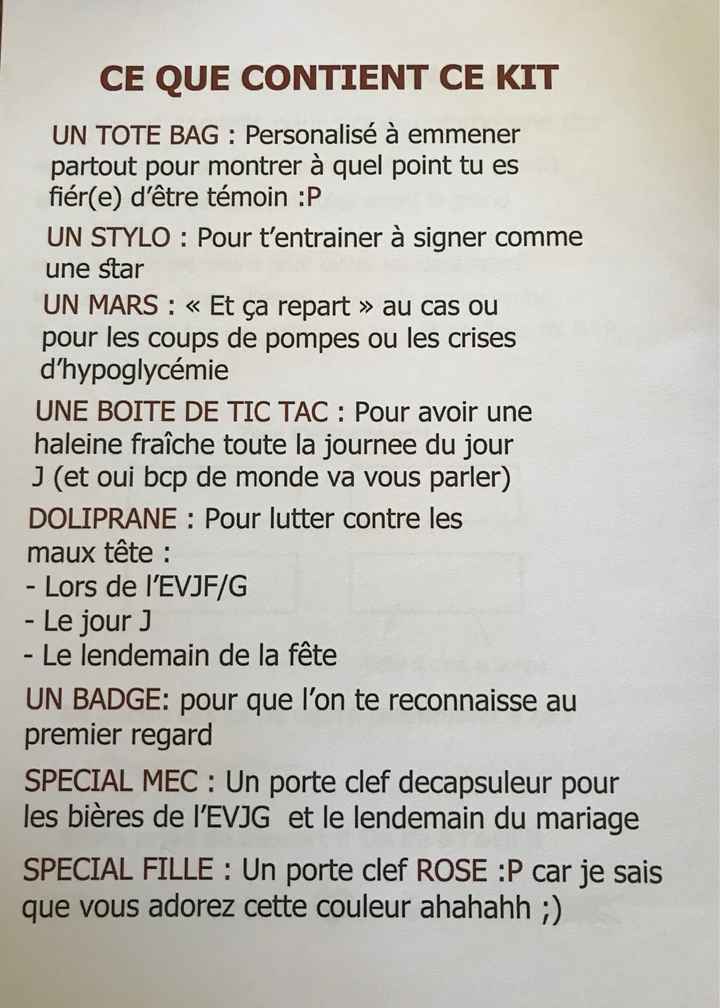 Kit du parfait témoins - 15