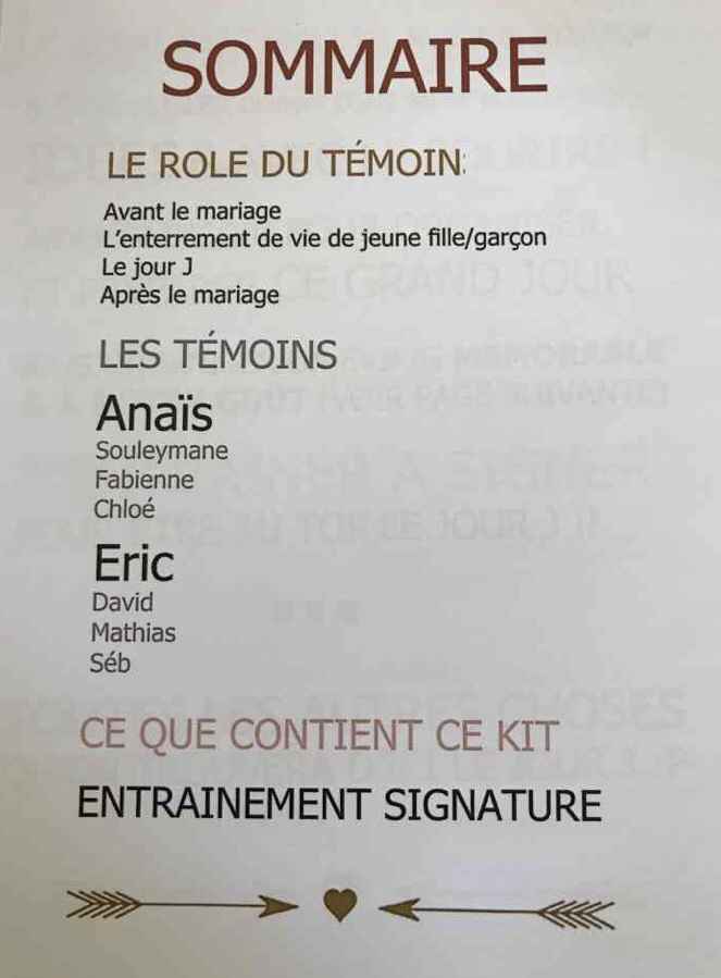 Kit parfait temoin - 6