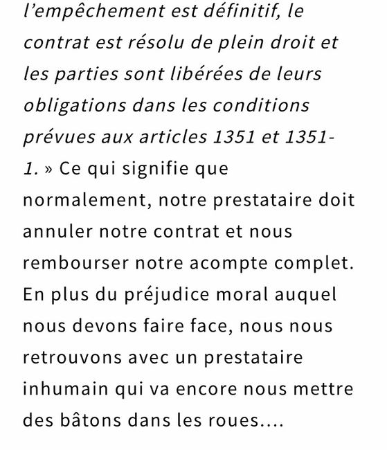 Difficulté report mariage 2