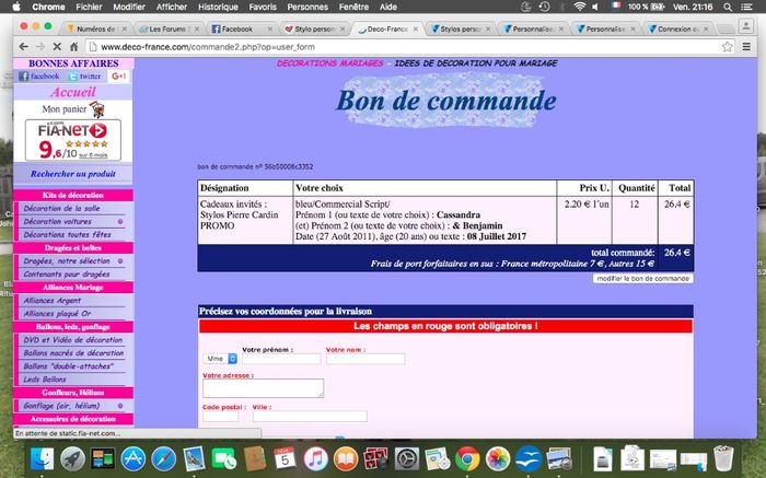Stylo personnalisé - cadeaux invités- help 1