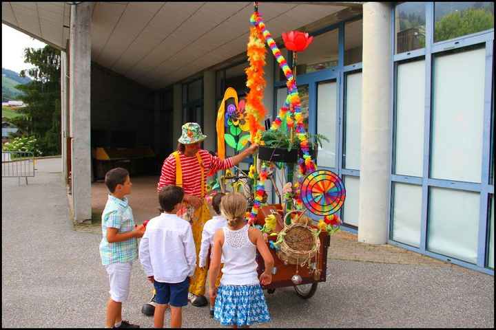 Clown, ballon, enfants, colorés, 