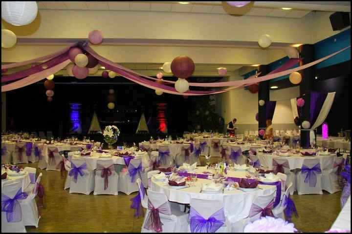 Salle, violet, déco, Mariage