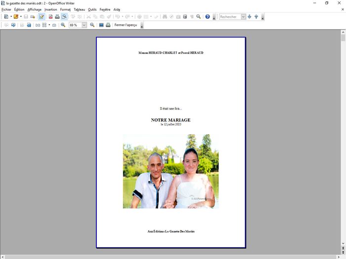 Fin de la rédaction de ma gazette 1