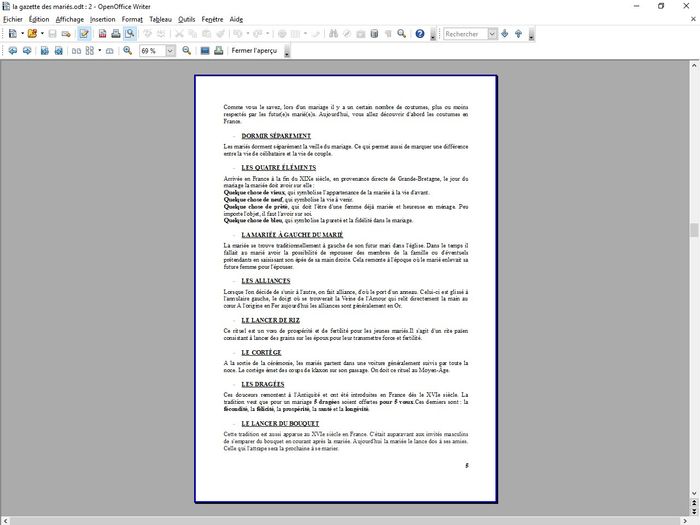 Fin de la rédaction de ma gazette 13