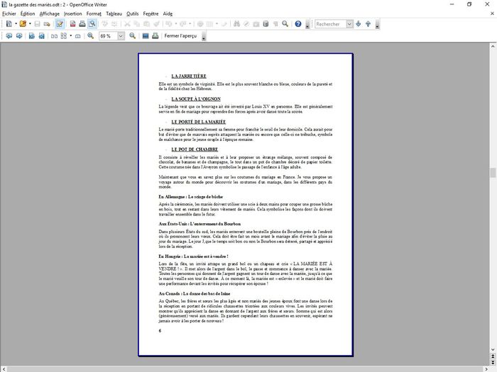 Fin de la rédaction de ma gazette 14