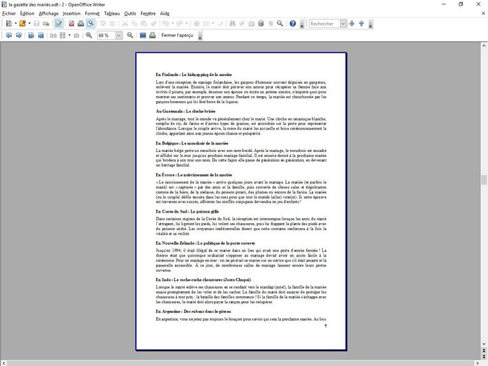 Fin de la rédaction de ma gazette 15