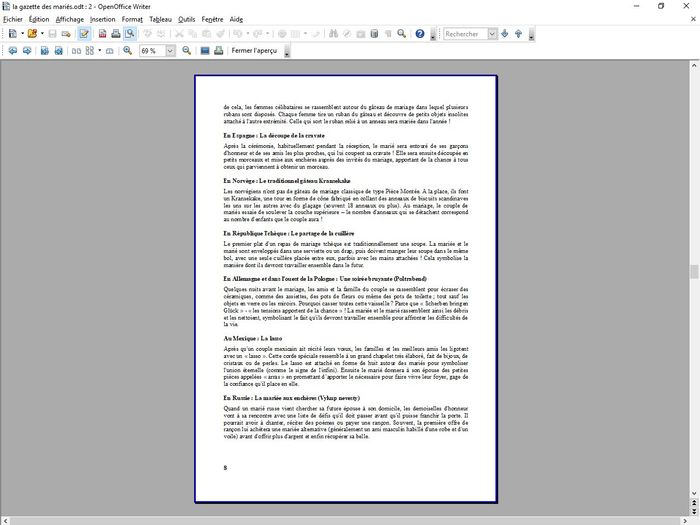 Fin de la rédaction de ma gazette 16