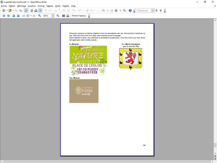 Fin de la rédaction de ma gazette 30