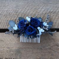 peigne fleurs bleus stabilisées