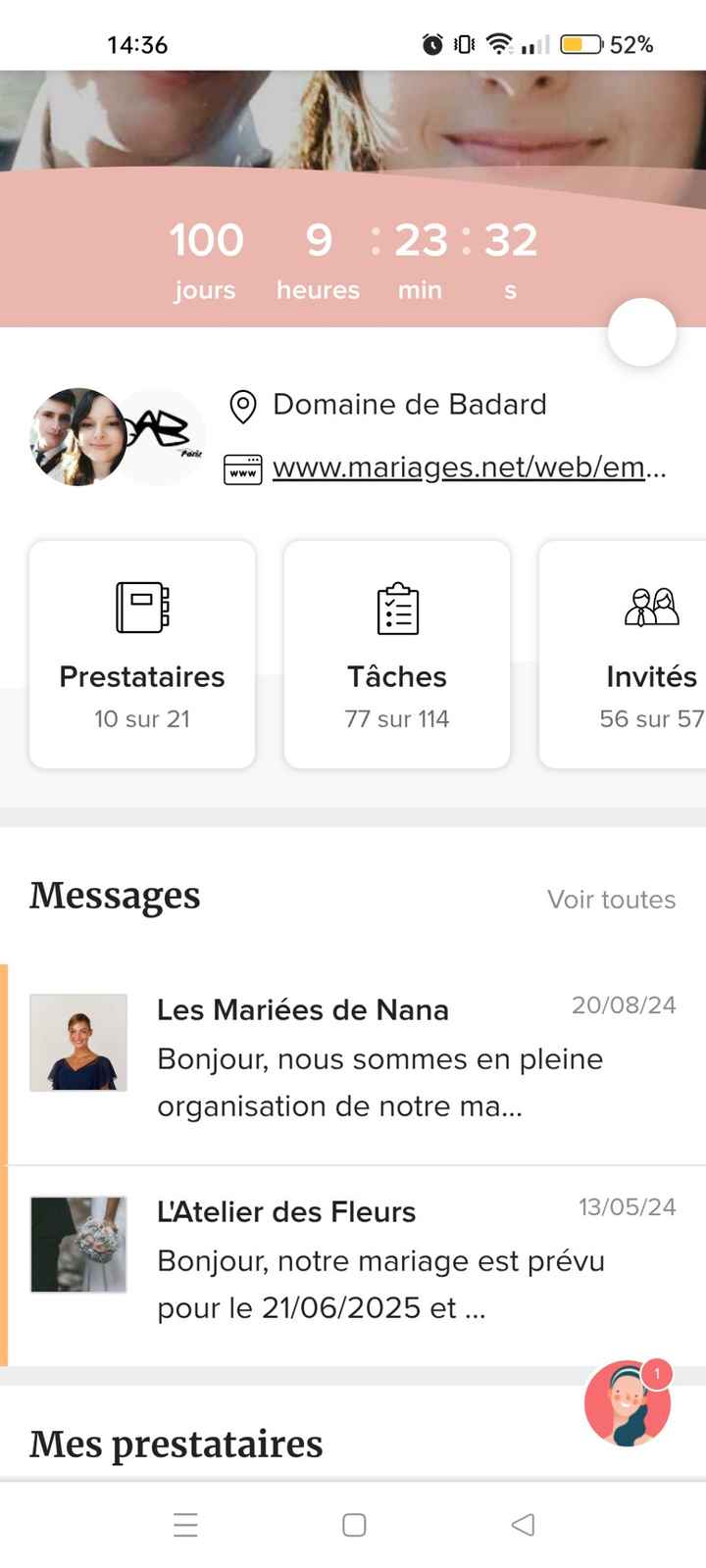 J-100 avant le mariage - 1