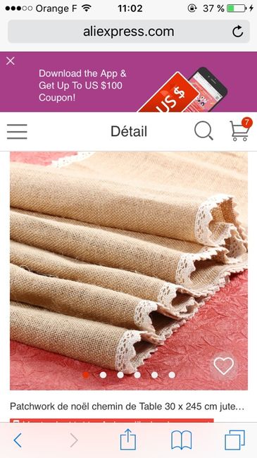 Chemin de table toile de jute - 1