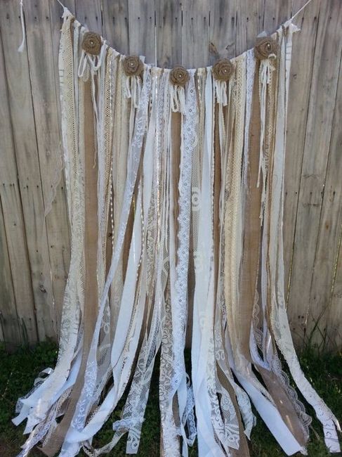 Toile de jute dentelle guirlande Rideau 