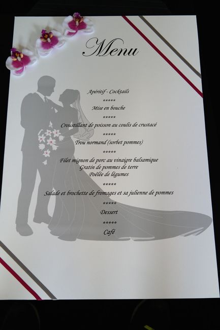 menu mariage