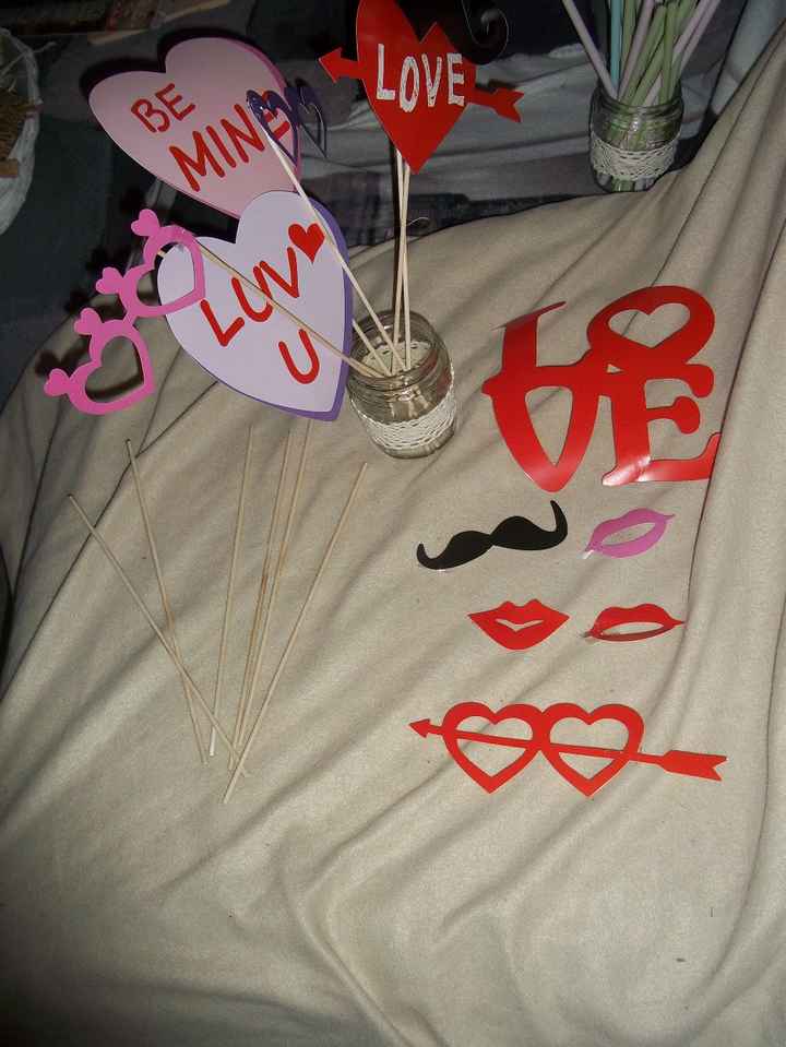 Kit Photo Booth avec petit pot en verre déco dentelle