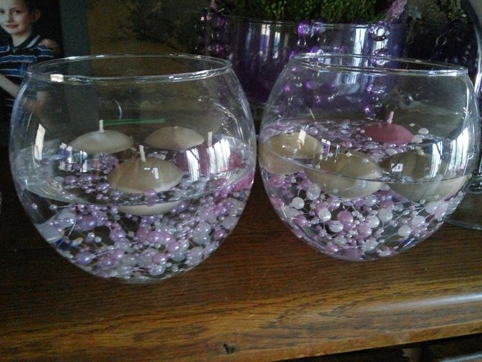 Photophores guirlandes de perles et bougies flottantes