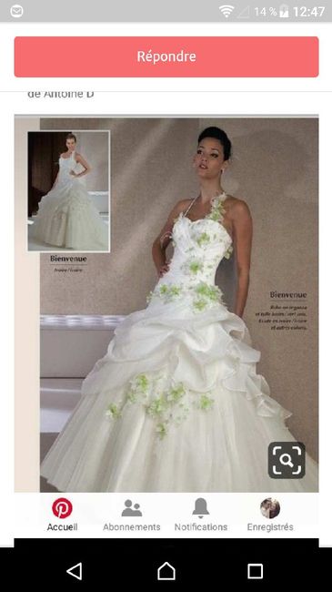 Robe de mariée verte ou touche de vert. - 1