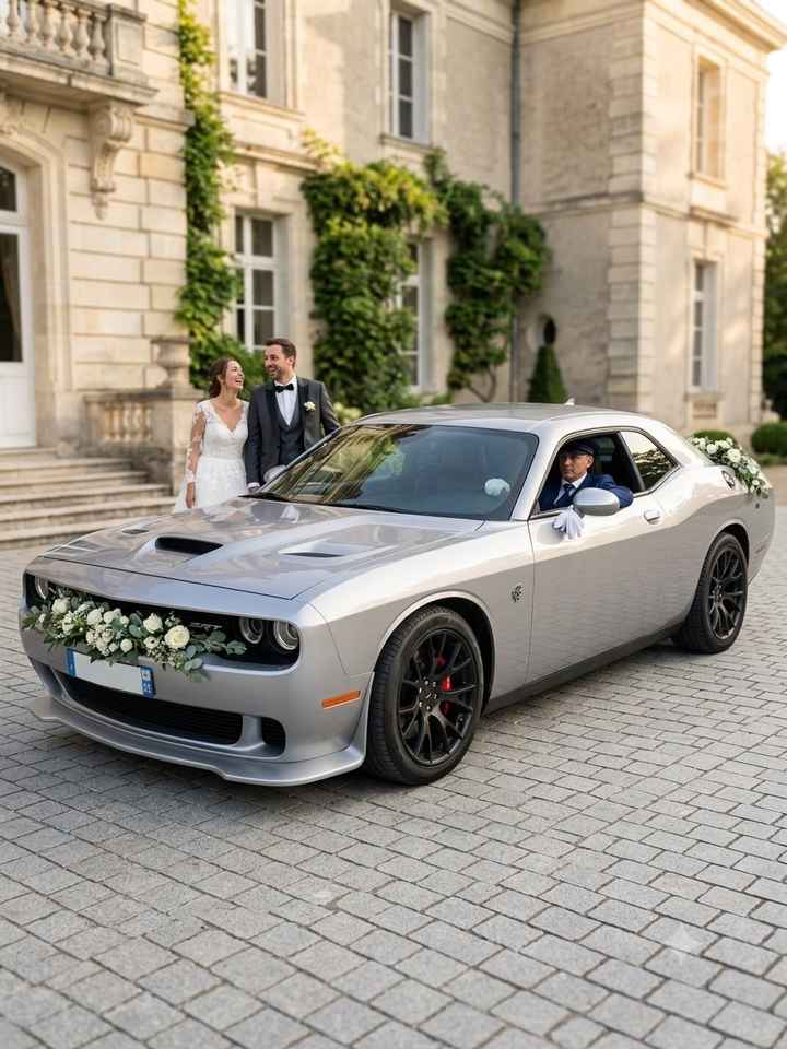 Dodge Challenger SRT 707 ch, le Muscle Américain, avec Chauffeur, pour une entrée remarquée.