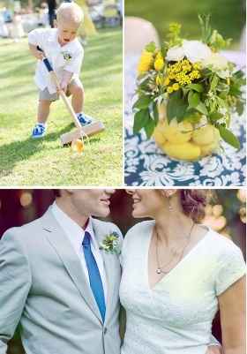 le rappel de couleur avec les citrons exposé en centre de table et en décoration est bien pensé
