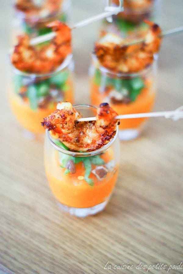 Verrine de potimarron et crevette au curry 