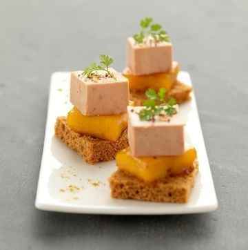 mangues rôties et foie gras