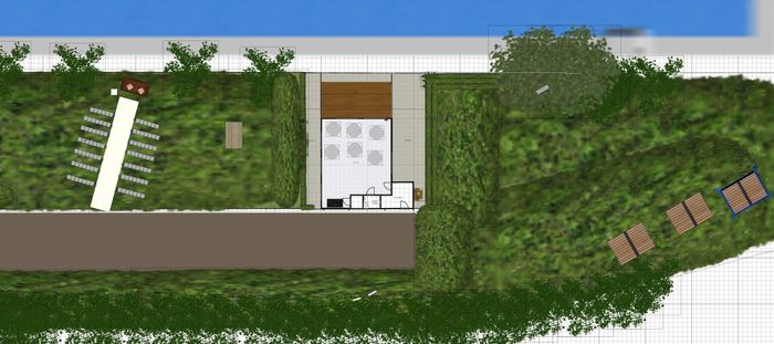 Pour pouvoir m'organiser j'ai crée un plan en 3d de ma salle et de son exterieur. 