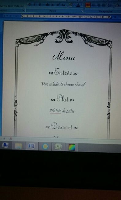 Première trame pour menu - 1