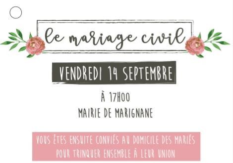 Détail de la carte pour le mariage civil