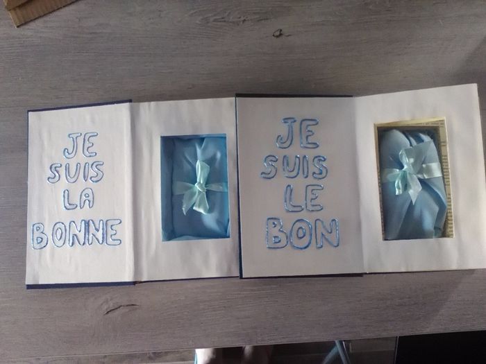 Les livres porte alliance avec une surprise dedans que chéri n'as pas vu 