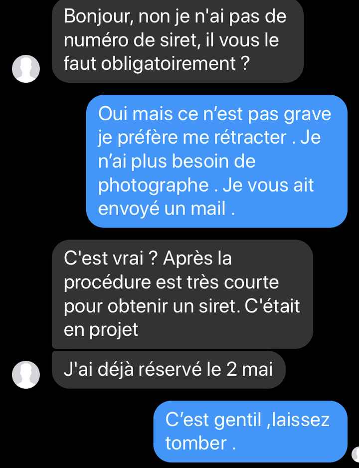 Arnaque ?photographe sans siret/sans entreprise 🤭 - 1