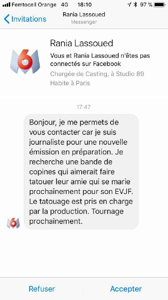  Nouvelle émission m6 sur les evjf - 1