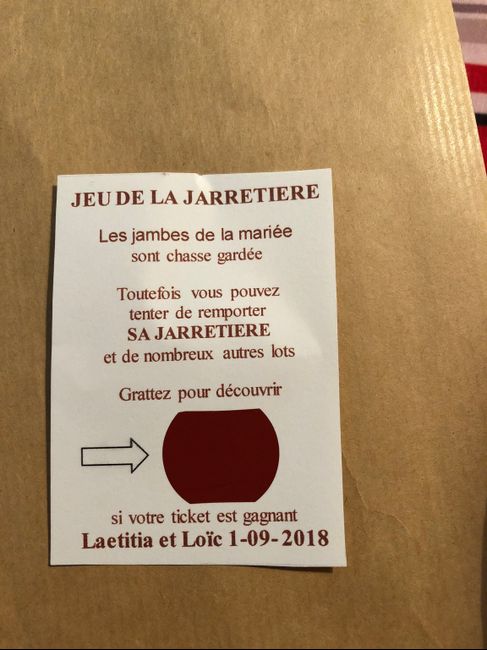 Modèles de tickets de tombola des mariés pour jarretière - 1