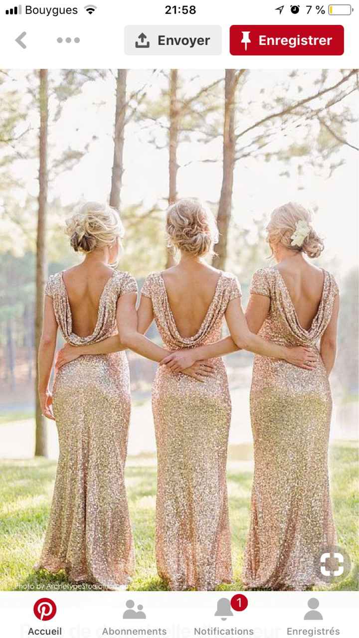 Robe demoiselle honneur dorée pailletée - 1